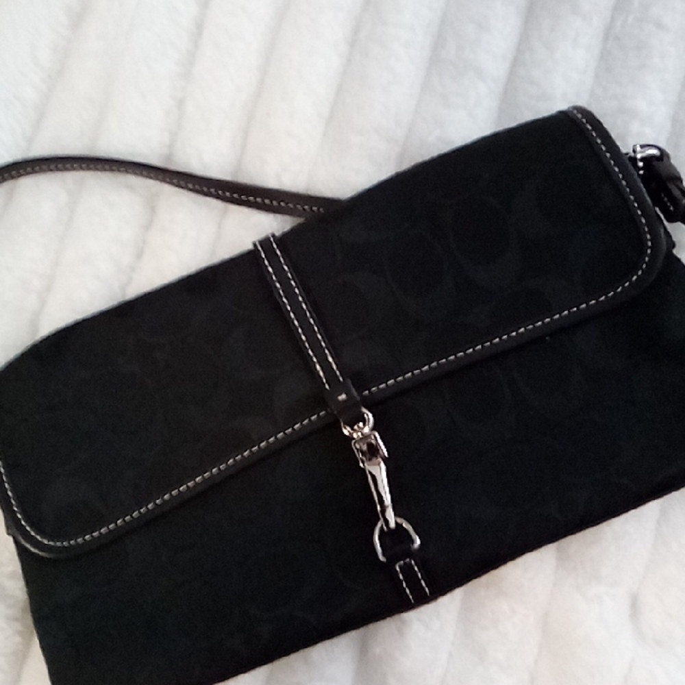 Coach Black Clutch with Fold-Over Flap